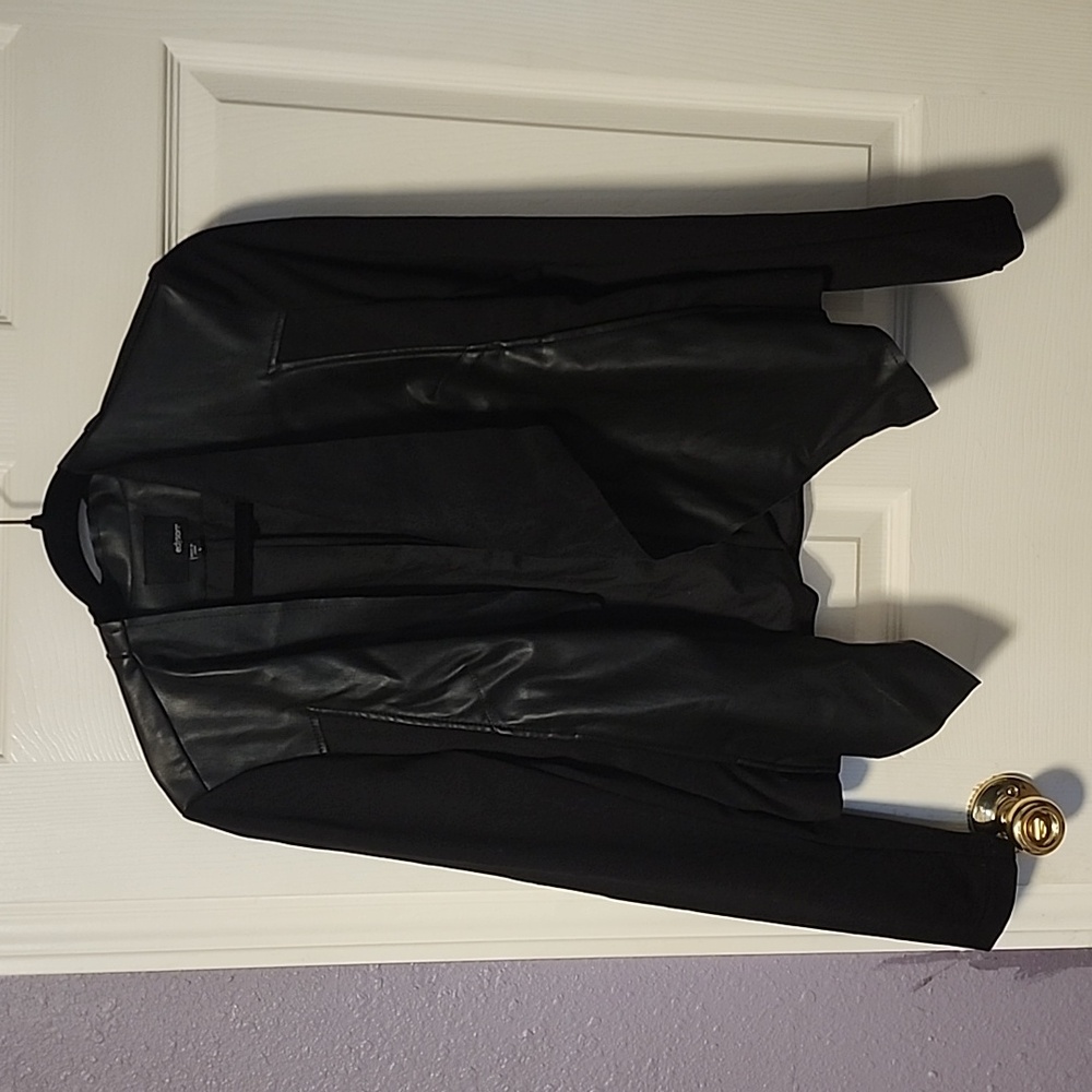Open front leather jacket